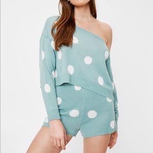 Nasty gal cropped polka dot mint lounge set
